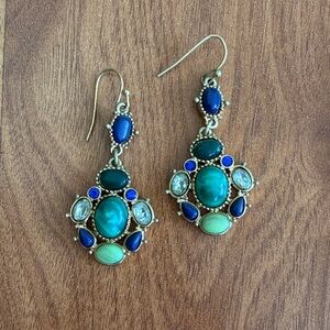 ❤️ Banana Republic Gold & Turquoise Beaded Drop Earrings